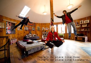 Practicing levitation in the yurt