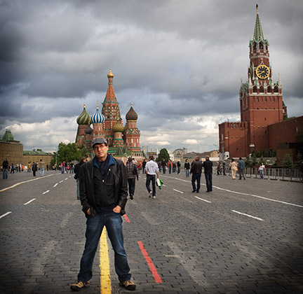 Vivian takes a shot on Red Square